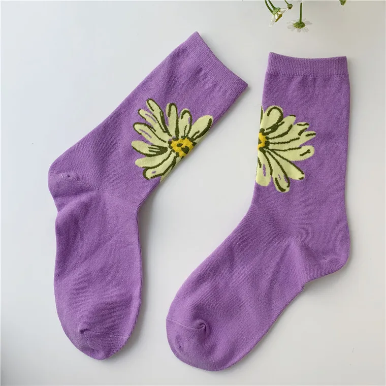 

2020 Hot Fashion Floral Print Woman socks Cotton Soft Long Socks for Women Harajuku Streetwear Hip Hop Skateboard Crew Sock