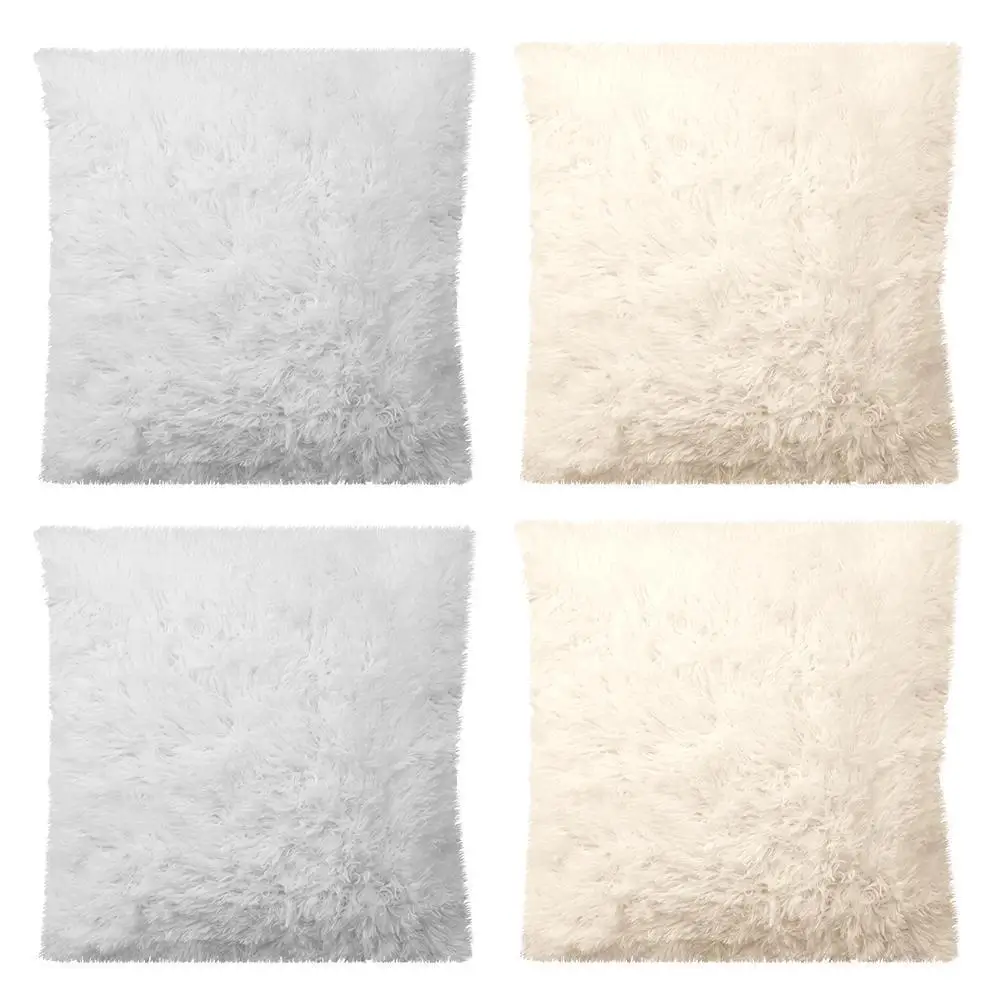 

4PCS Soft Fur Plush Cushion Cover Home Decor Pillow Covers Living Room Bedroom Sofa Decorative Pillowcase 45x45cm Shaggy Cover