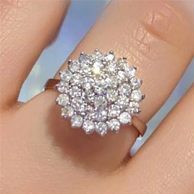 

CAOSHI Dainty Lady Proposal Rings with Dazzling CZ Delicate Bridal Wedding Accessories Exquisite Design Flower Shape Jewelry