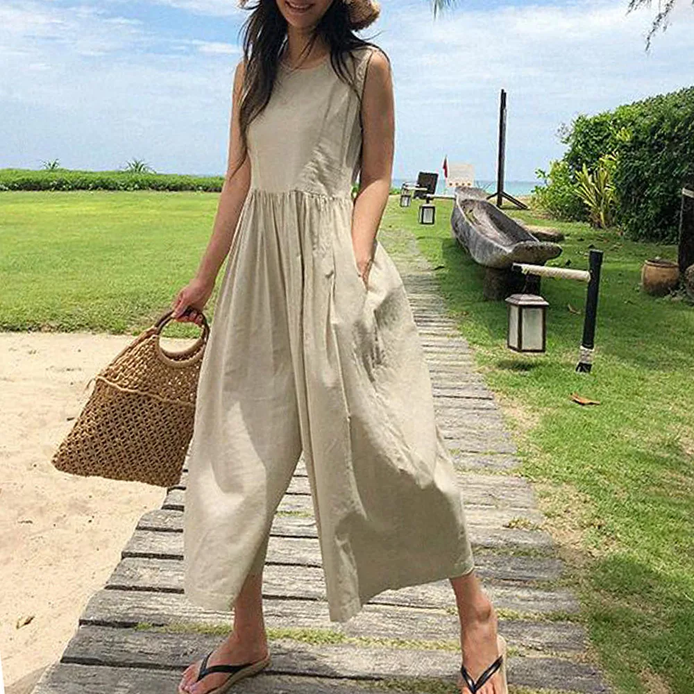 Комбинезон Женский свободного покроя модные брюки с широкими штанинами в