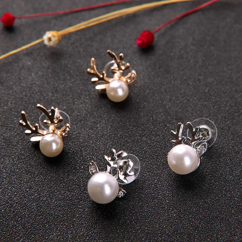 1 пара стильных и элегантный имитация жемчуга в виде оленьего рога серьги