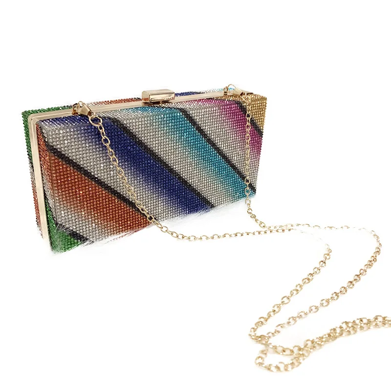 

The new 2021 new one shoulder his rainbow evening wear small bag socialite dress fashion wedding dinner party bag