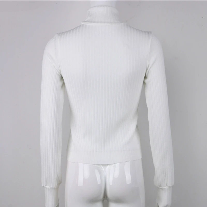 Women Casual Sweaters Cotton Winter Long Sleeve Crop Top 2020 Autumn Knitted Pullover Ladies High Neck Female Mujer | Женская одежда