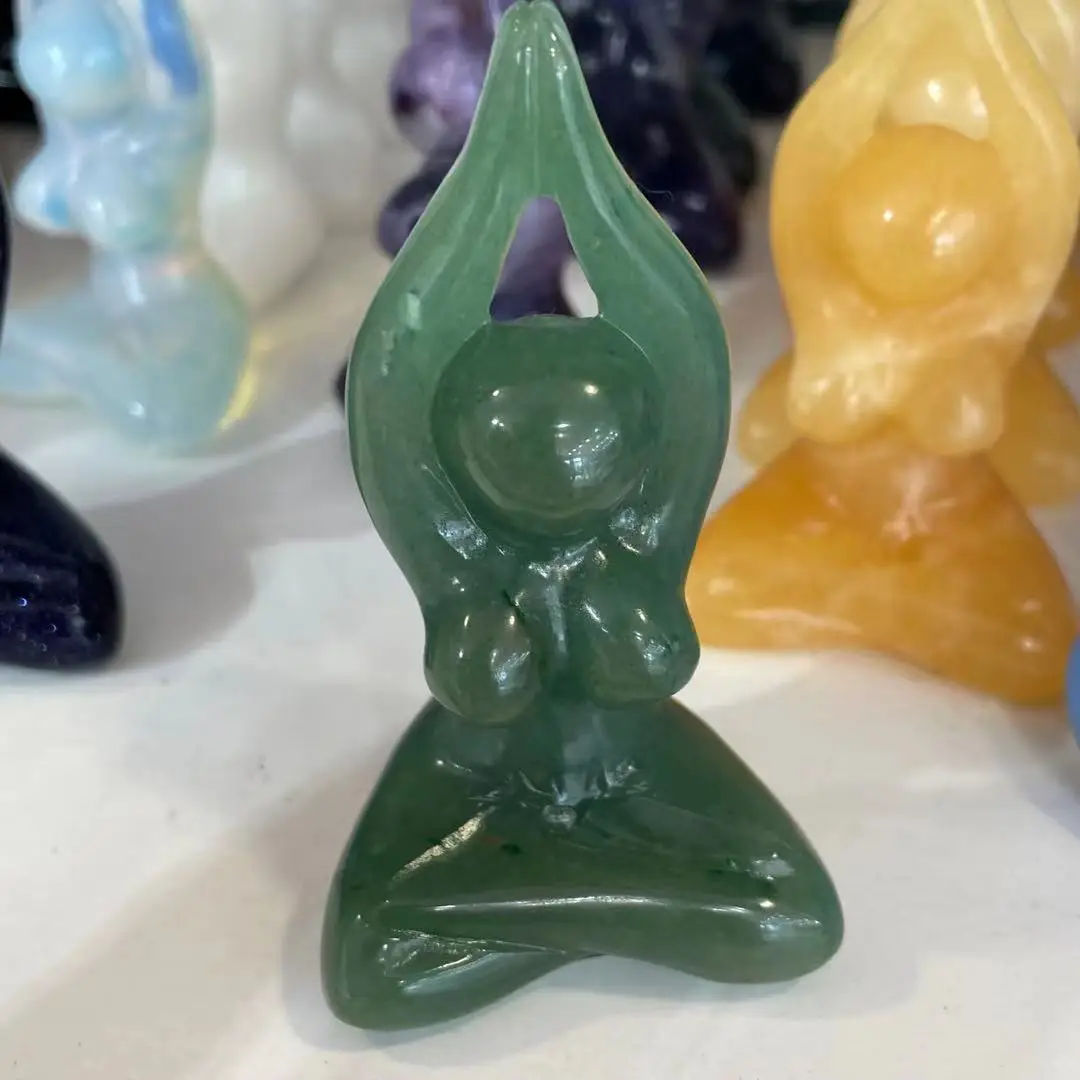 

Natural Donglin jade carving crystal Yoga goddess statue healing crystal feng shui aesthetics room decoration Reiki gift