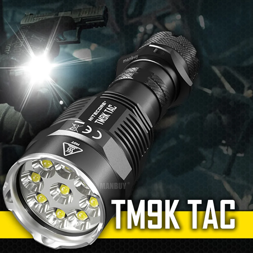 Купить Оптовая продажа, супер ярфонарь фонарик NITECORE TM9KTAC 9800 LMS, ручной тактический фонарик, USB-C, перезаряжаемый аккумулятор 5000 мАч