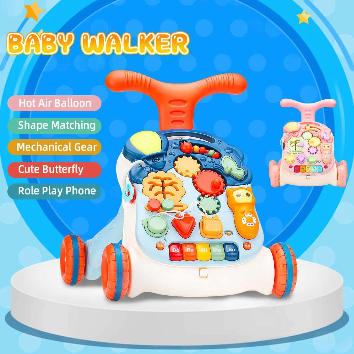

Multifunction Baby Walker Sit-to-Stand Activity Toy Kids Study Desk Piano Music Games Toys Toddler Walking Learning Machine