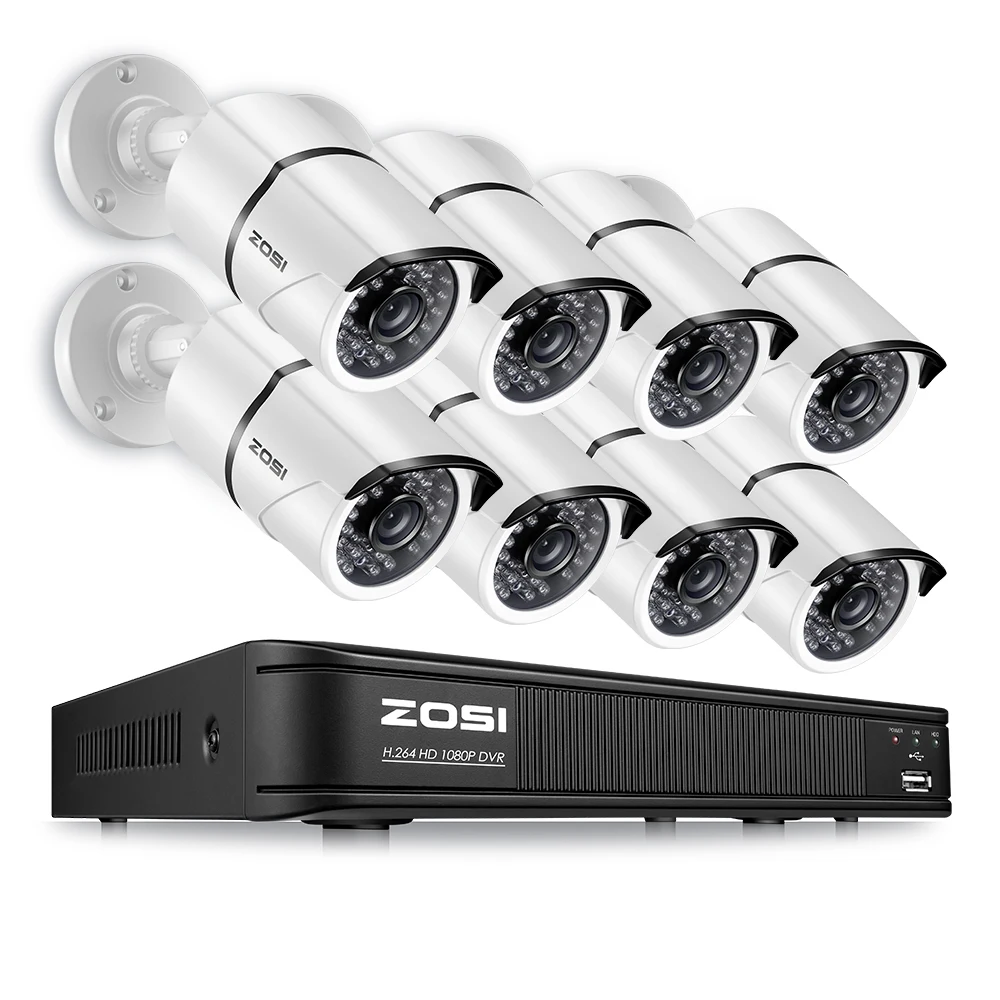 ZOSI 8CH CCTV система 1080P HDMI TVI 8CH DVR 8 шт 2,0 МП уличная инфракрасная камера видеонаблюдения 3000TVL камера система видеонаблюдения - Цвет: White