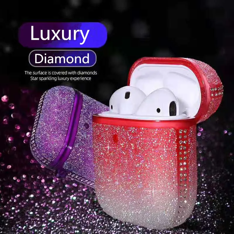 Роскошные блестящие Swarovski Алмазные беспроводные bluetooth наушники чехол для Apple AirPods 1 и 2 Чехлы для Airpods защитный чехол