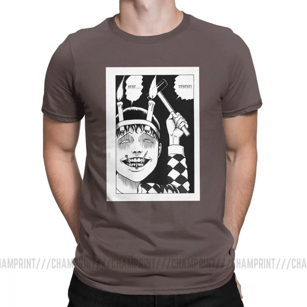 Винтажные мужские футболки Junji Ito, хлопок, футболка Tomie Japanese Kago Manga Horror Harajuku, футболки с коротким рукавом, Подарочная одежда - Цвет: Коричневый