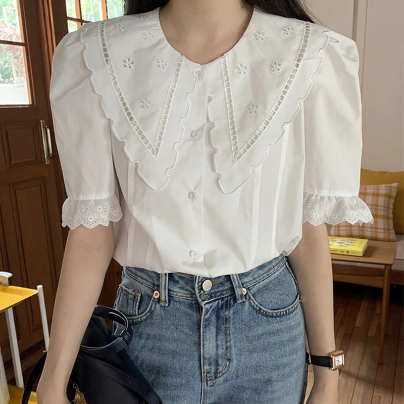 

RUGOD 2021 new cute, age-reducing crocheted doll collar shirt
