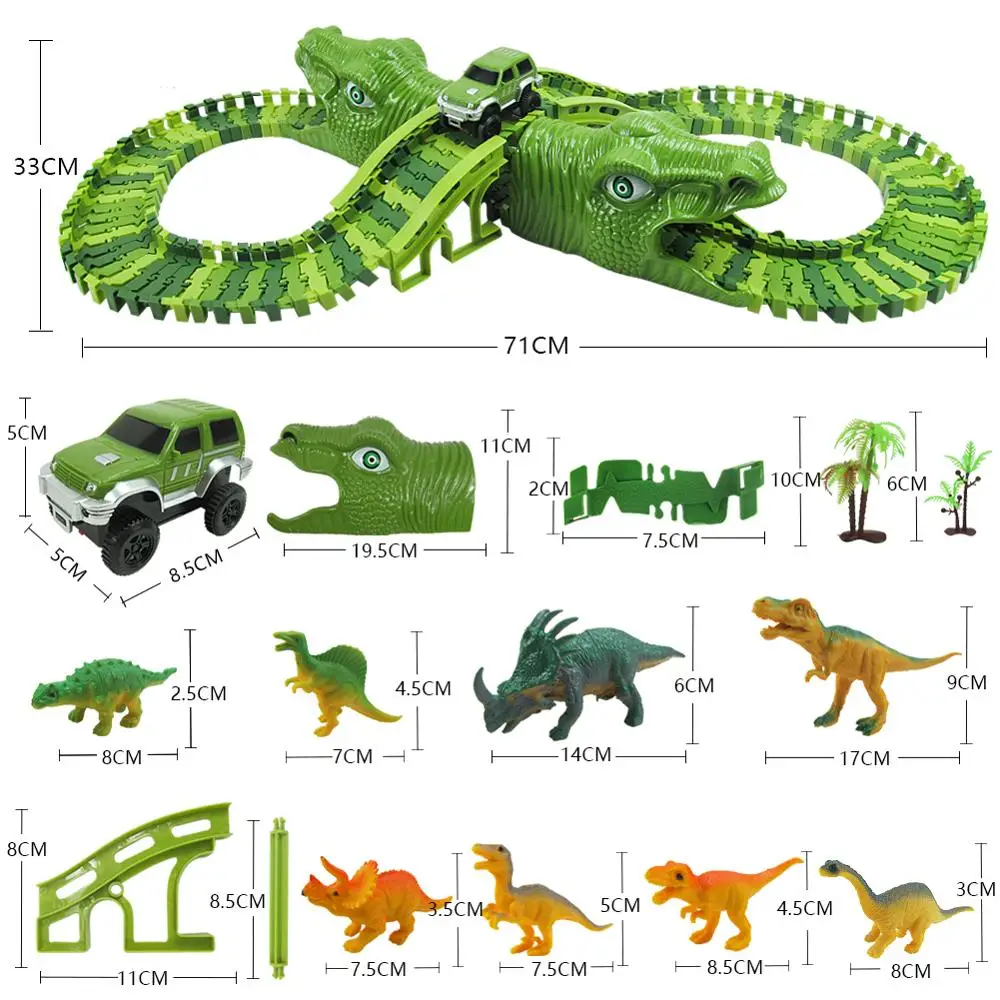 Динозавр трек Электрический джип строительный блок динозавр пещера сцены
