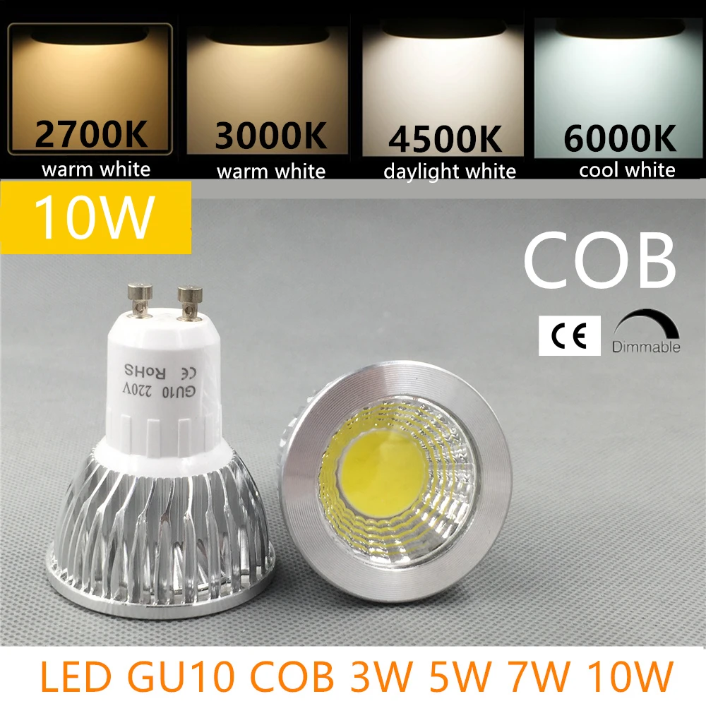 

12W LED Bulb LED GU10 COB MR16 Dimmable 2700K 3000K Warm White 3W 5W 7W 10W Replace Halogen Lamp Energy Saving Lamp