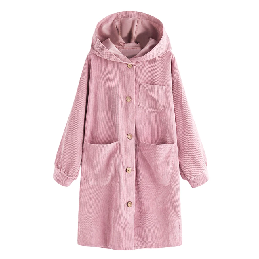 Women Hooded Jacket Loose Casual Long Sleeve Coat 2020 Autumn New Style Button Up Hoody | Женская одежда