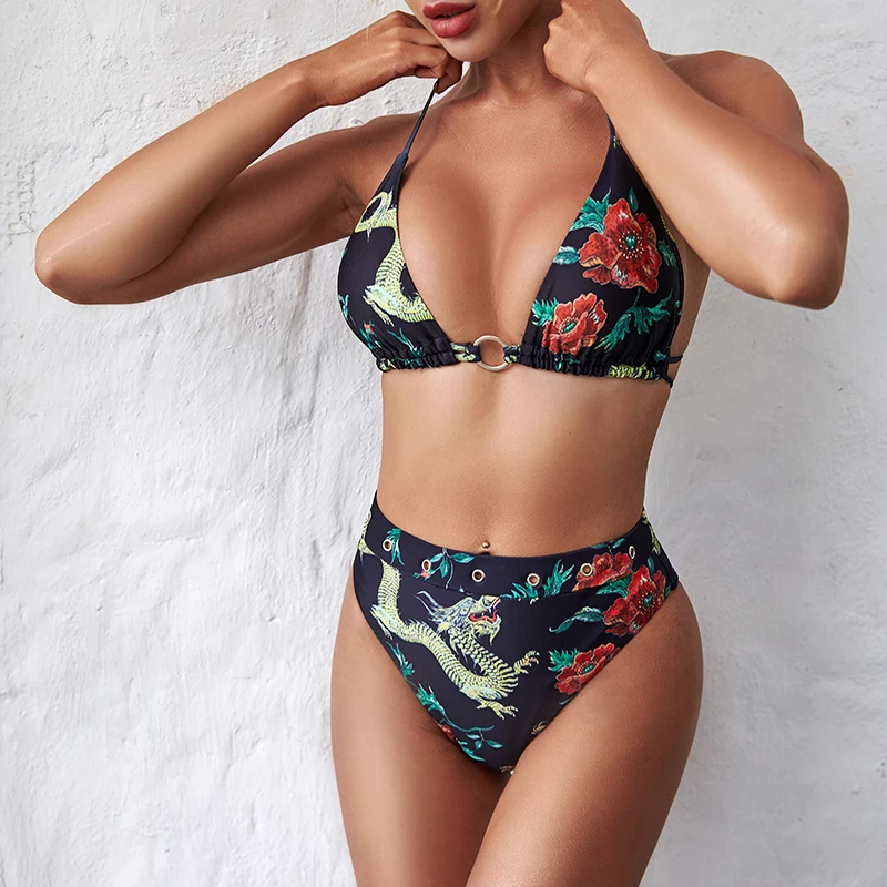 Винтажный комплект бикини In-X с высокой талией 2020 привлекательный треугольный