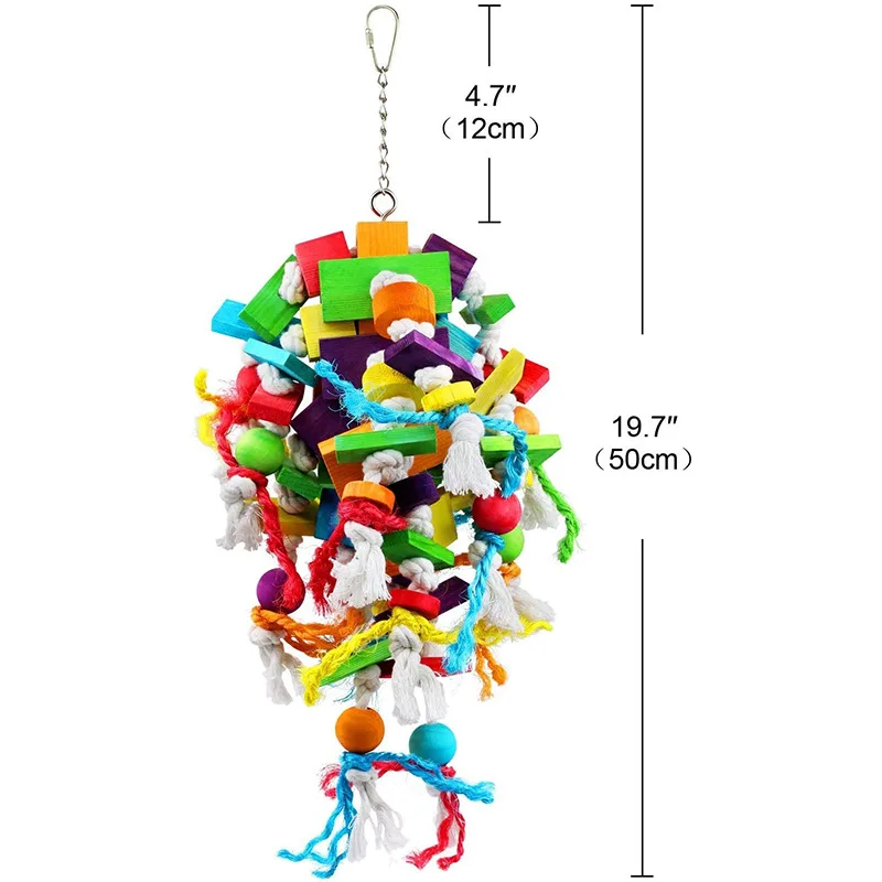 

Bird Parrot Toys Bird Swing Toys with Colorful Wood Beads bananas and apples bunches for Budgie Lovebirds Conures birds toys