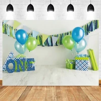 blue balloon gift white wood floor baby boy 1st birthday backdrop vinyl photography background photophone photocall poster prop