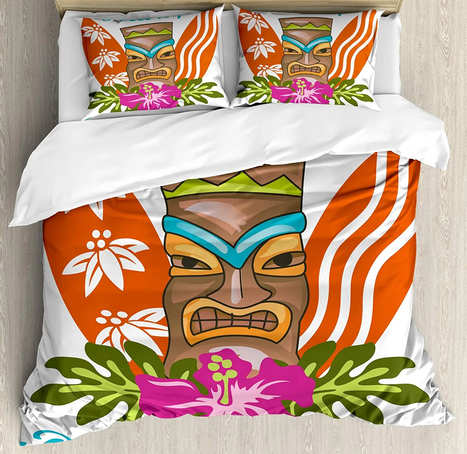 Tiki Bar пододеяльник набор жизнь у соленого моря текст с тики и гибискуса цветок