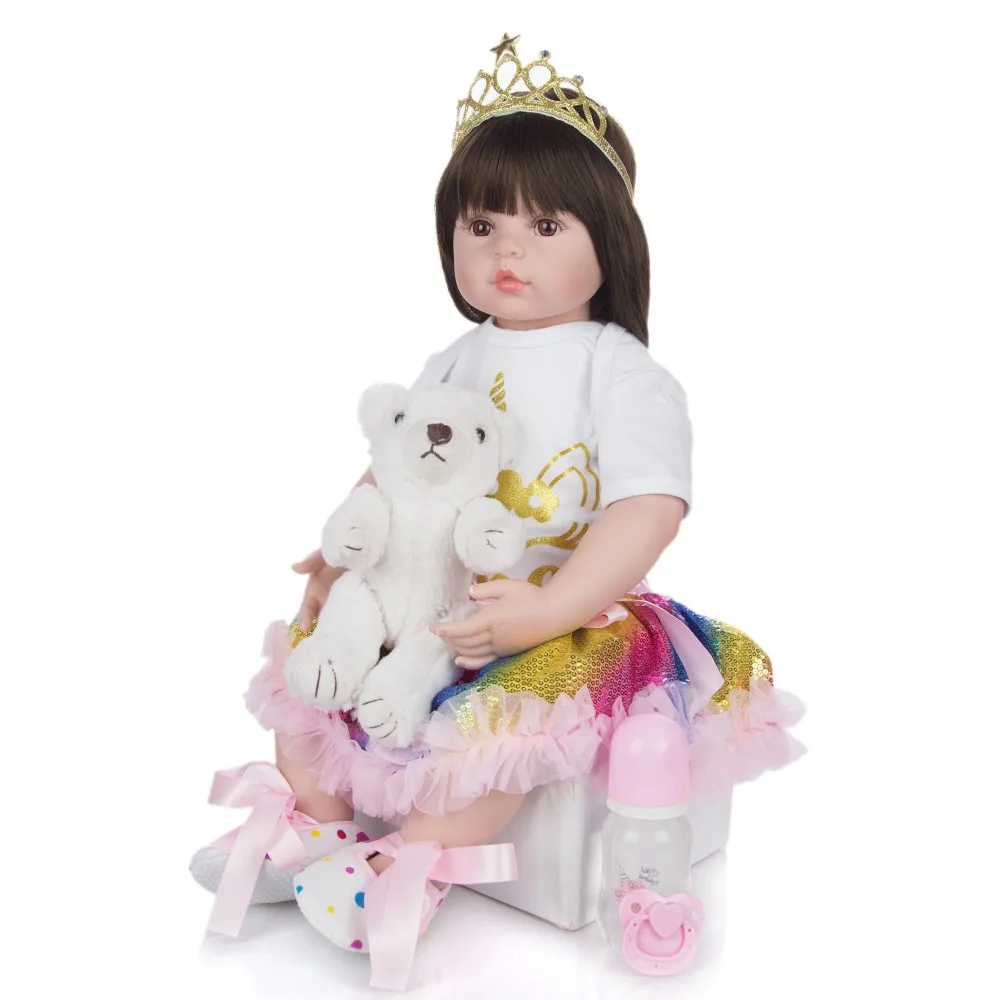 

60 см Силиконовые Reborn Baby Doll игрушки для детей девочек Bonecas 24 дюйма принцесса Младенцы винил малыш живой Bebe подарок на день рождения