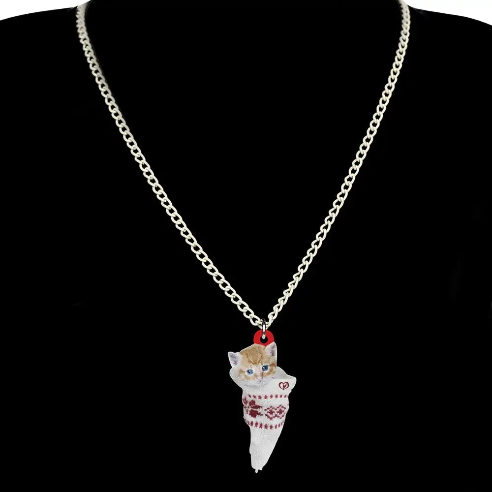 Bonsny акриловые рождественские носки короткие волосы кошка котенок ожерелье