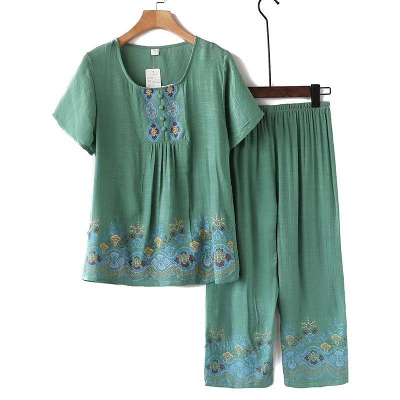 Женская пижама с коротким рукавом Летний Тонкий пижамный комплект|Наборы