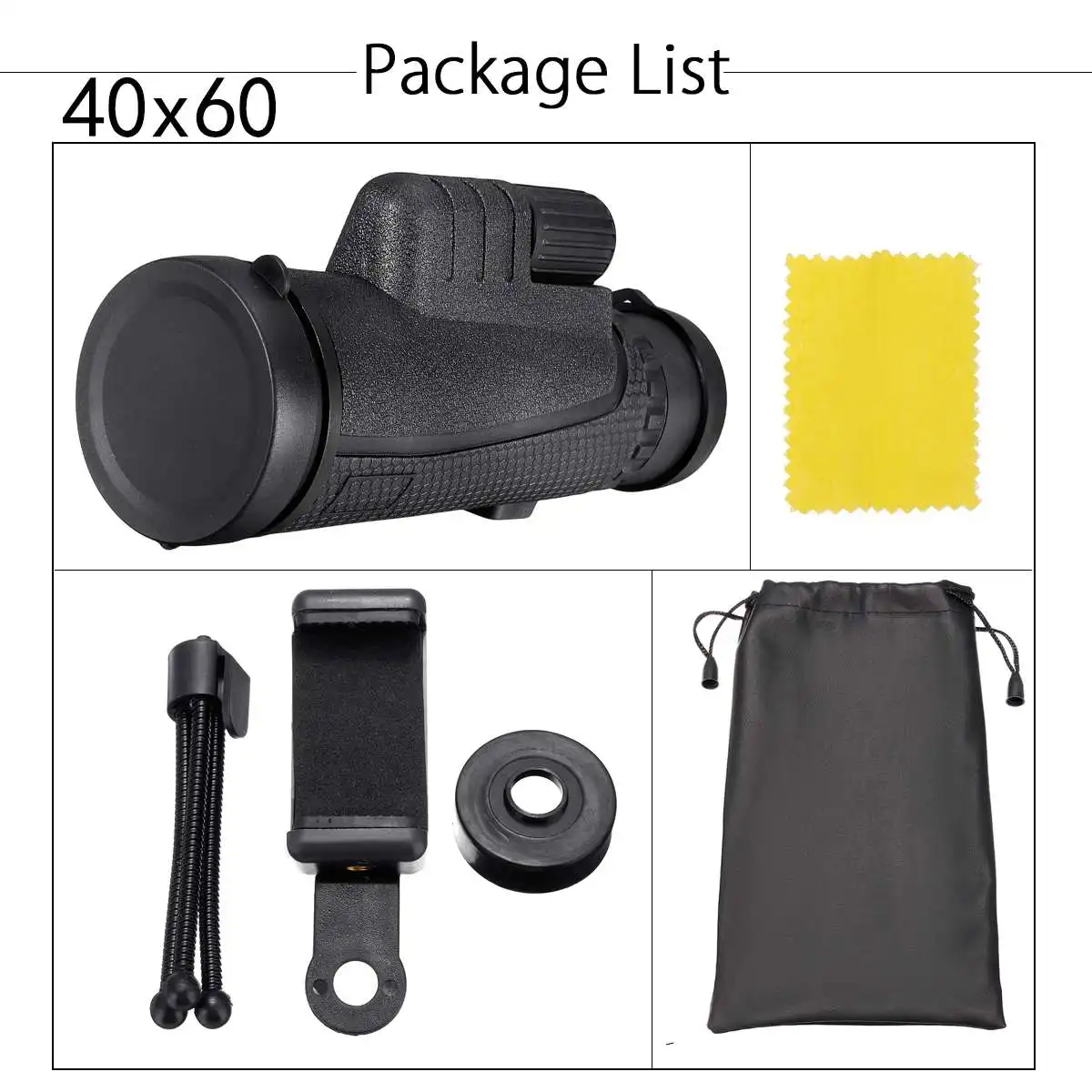 

16x52 Zoom Hiking Smartphone Monocular Telescope Lens Camera HD Scope Hunting + Holder for Mobile Smart Phone