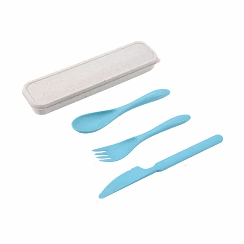 

Wheat straw knife and fork spoon tableware set creative wheat portable tableware three-piece gift set