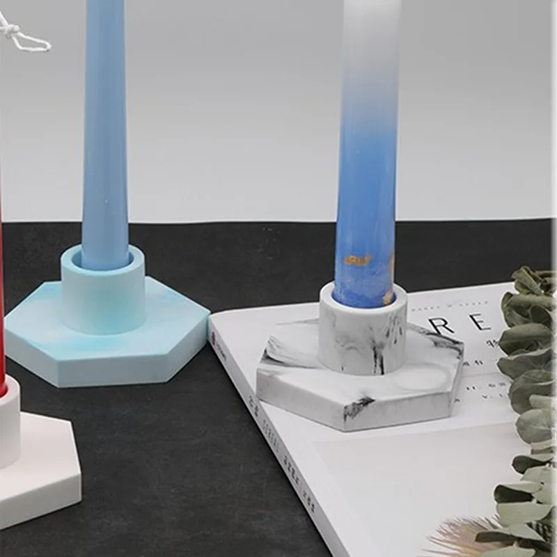 

Candlestick Epoxy Resin Mold Silicone Concrete Candlestick Handmade Cement Ashtray Mould DIY Craft Hexagon Candle Holder Model