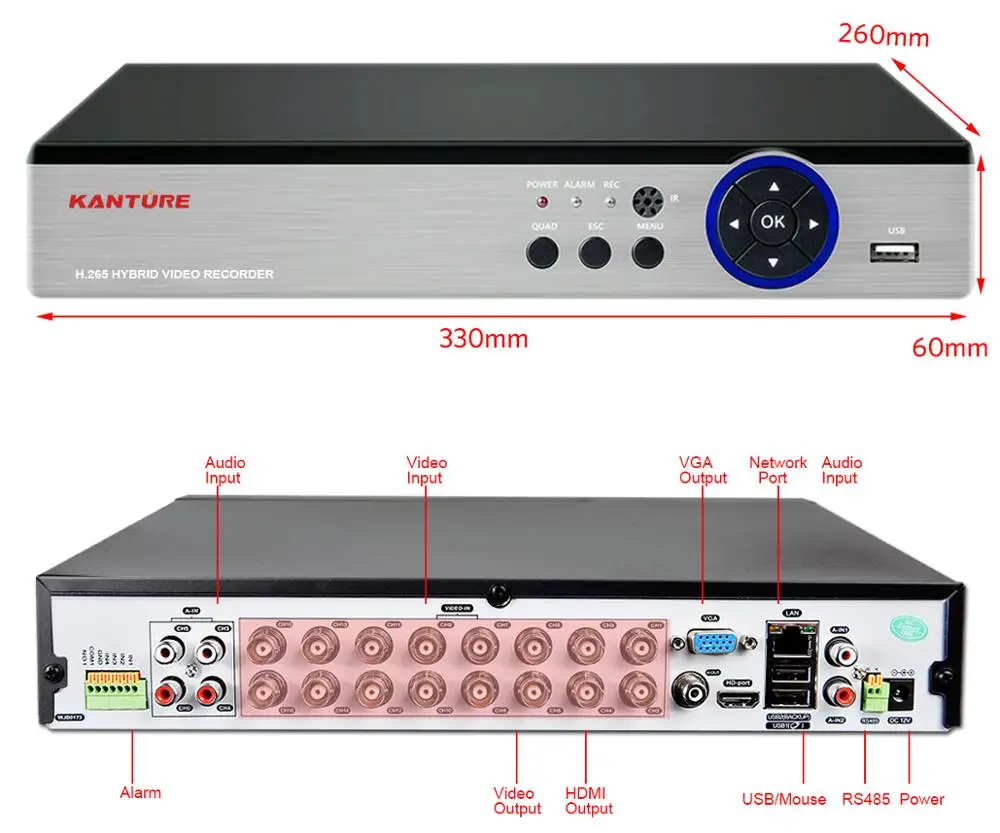 Система видеонаблюдения KANTURE h.265 + 16CH AHD 1080P dvr CVI 2MP 3000tvl дневная и Ночная система
