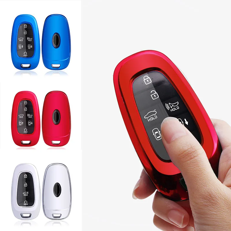 

Tpu Car Key Cover Case for Hyundai Solaris Sonata Hybrid NEXO NX4 New Grand Santa Fe Tucson 2021 2022 Key FOB Holder Accessories