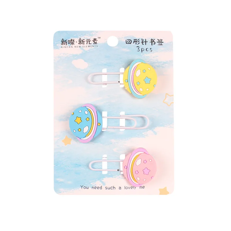 

Kawaii Korea Creative Cartoon Color Planet Trumpet Cute Paper Clip Student Folder Bookmark Stationery Office Binding Supplies