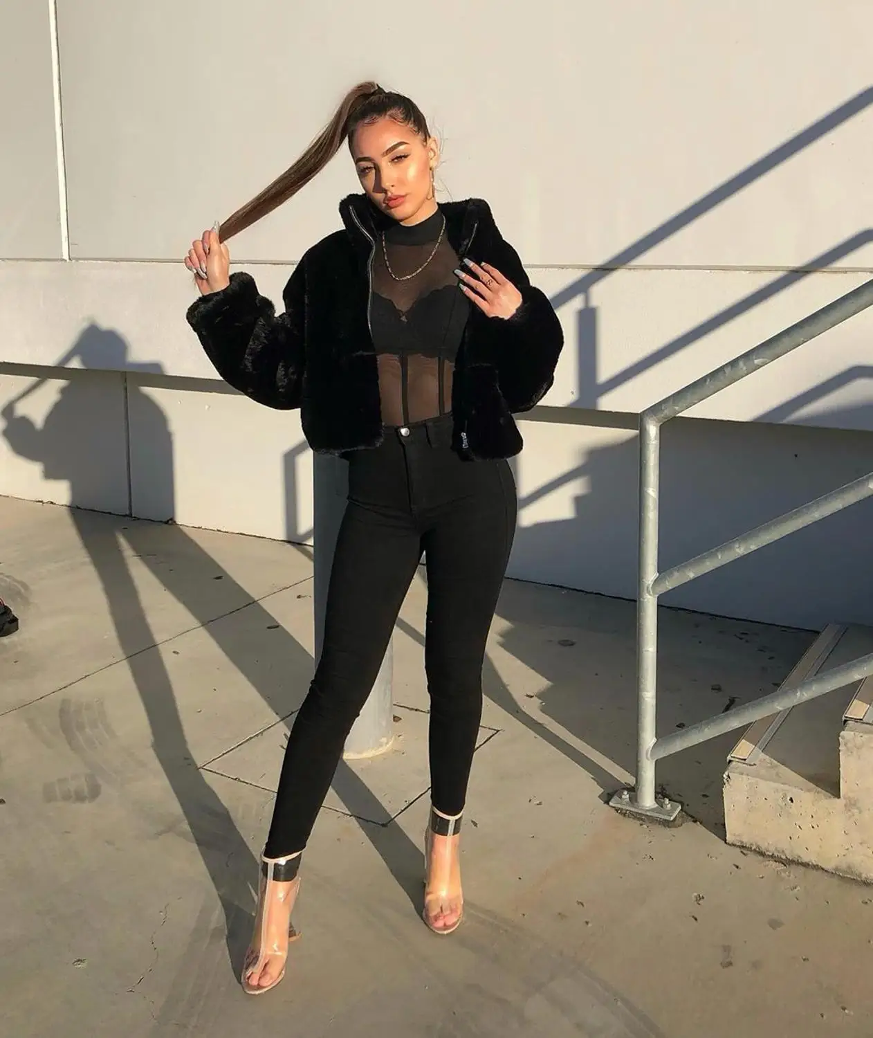 Готическое Женское пальто куртка из искусственного меха женская верхняя одежда