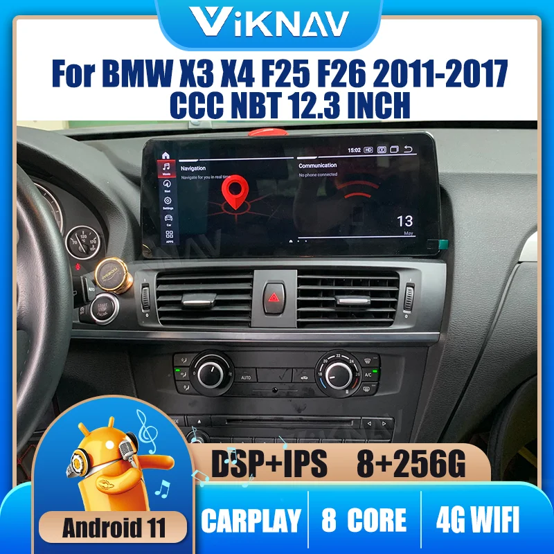 

12.3 INCH Android 11.0 Car Radio DVD Multimedia Player For BMW X3 X4 F25 F26 2011-2017 GPS Navigation auto Stereo Carplay 2DIN