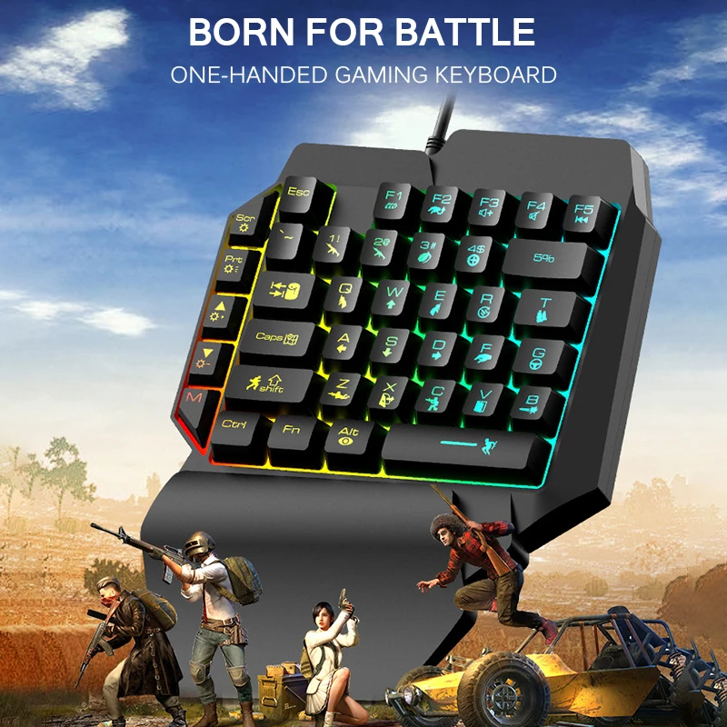 

2020 HOT G30 1.6m Wired Gaming Keypad with LED Backlight 39 Keys One-handed Membrane Keyboard for LOL/PUBG/CF Sensitive