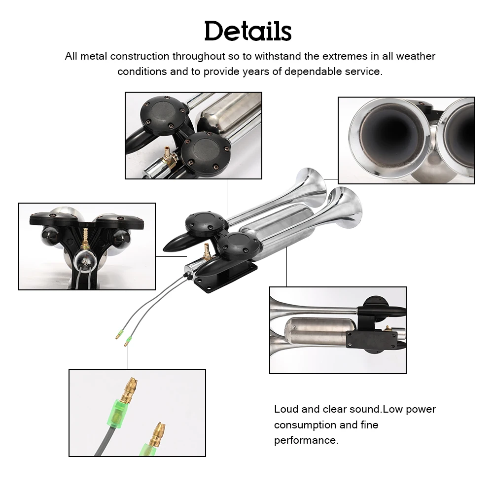 Двойной трубный воздушный рожок 300 дБ универсальный автомобильный двойной Рога
