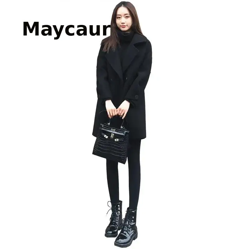 

Winter Coat Women New Arrival Fashion Cashmere Wool Outerwear Female Long Thickening Warm Woolen Overcoat Trench