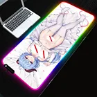 Коврик для мыши в стиле аниме с привлекательной девушкой, RGB клавиатура, Настольный коврик для геймера, коврик для мыши, игровой ПК, ноутбуки, светящиеся светодиодные игровые аксессуары, ковер для настольного компьютера