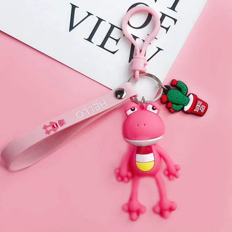 2019 New Cartoon Frog Doll Car Keychain Leather Rope Key Holder Metal Bell Chain Keyring Charm Bag Auto Pendant Gift Hot | Украшения и