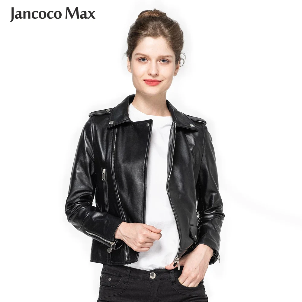 Куртка женская из натуральной кожи классическое черное пальто весна осень S8004|Кожаные куртки| |