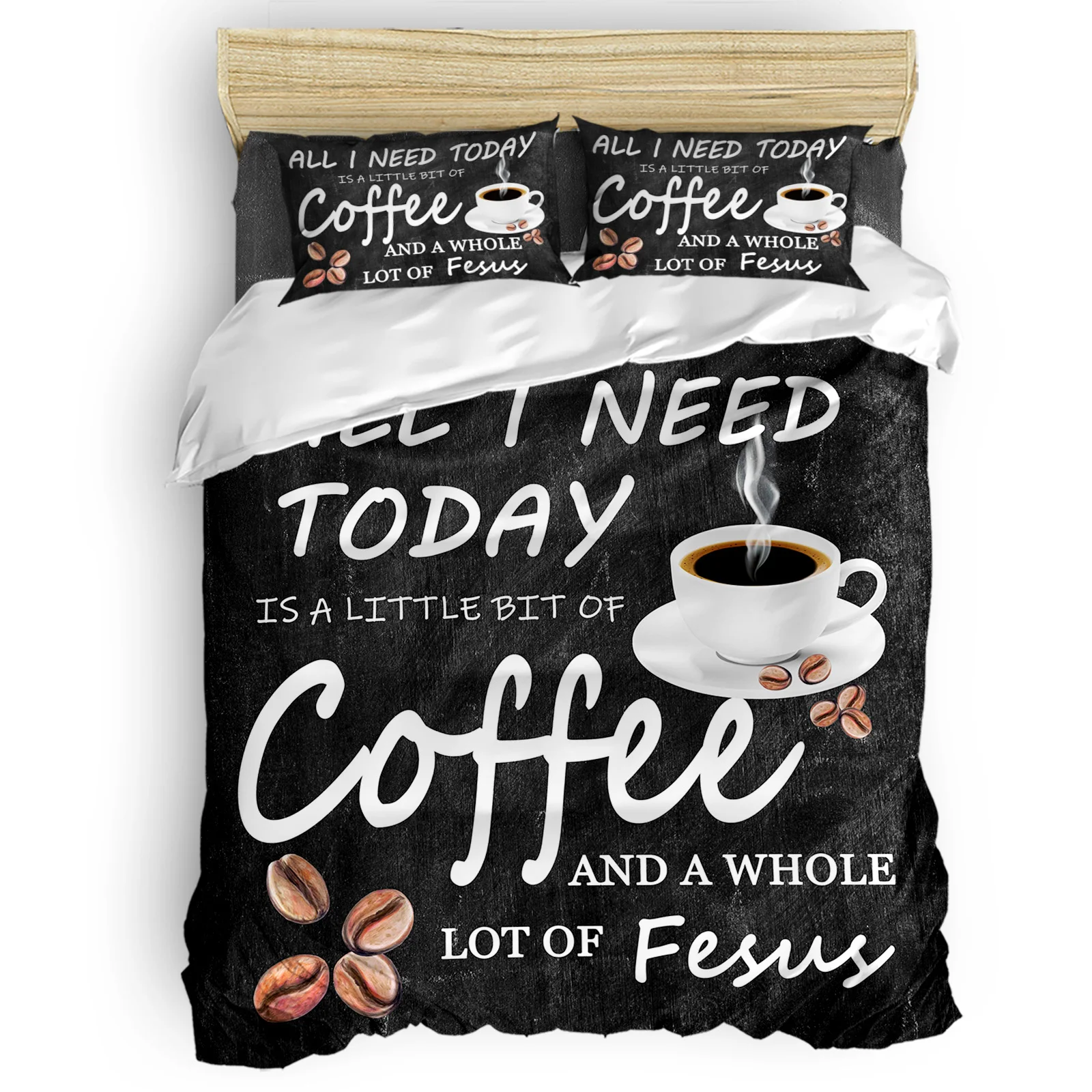 

Комплект постельного белья в стиле ретро с изображением кофейных зерен