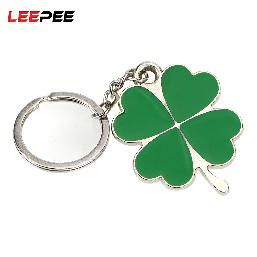 Брелок LEEPEE с четырехлистным клевером стальной брелок для ключей на удачу