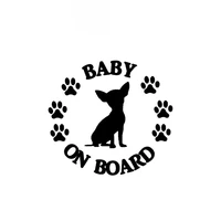 car stickers baby on board chihuahua dog pvc car decoration stickers creative waterproof cover scratch blackwhite 14cm13cm