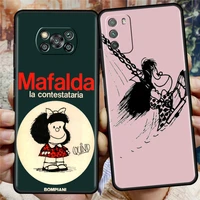 soft coque for xiaomi poco x3 nfc m3 f1 f3 gt redmi k40 pro phone case for mi 11 lite 11t mobile cover cartoon mafalda girl
