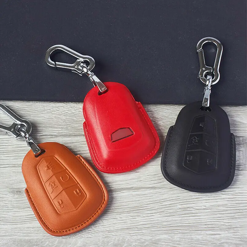 Leather Car Key Fob Cover Case For Cadillac ATX CTS CT6 XTS XT5 ELR SRX Escalade | for