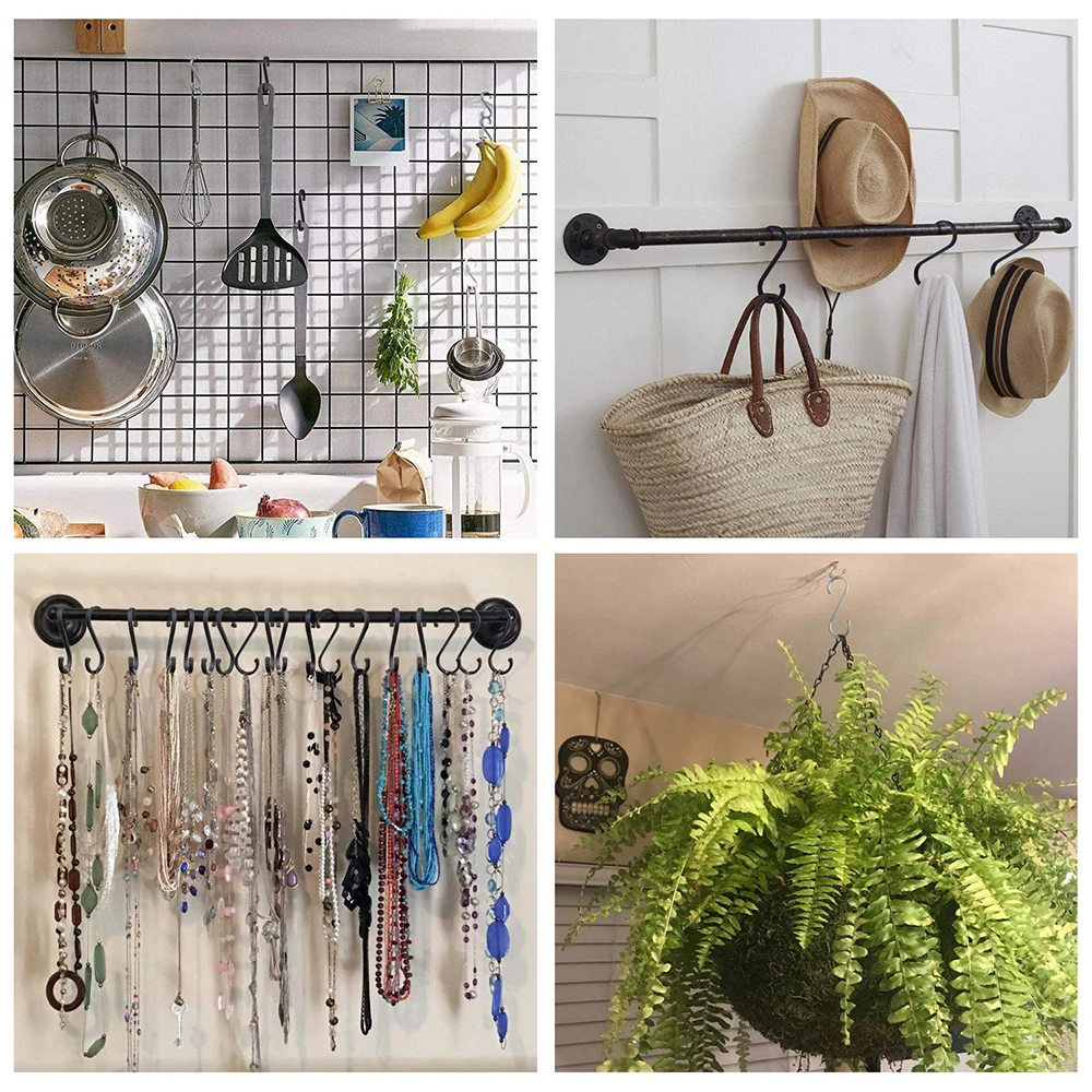 

12Pcs S-Shaped Hooks Space Aluminum Kitchen Storage Holders Clasp Sundries Organizer Multifunctional Hooks High Quality