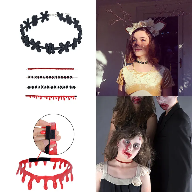 

1 шт. ожерелье на Хэллоуин, страшное ожерелье, модное ожерелье с огранкой для Хэллоуина, украшение для вечеринки, имитация раны, ожерелье, рек...