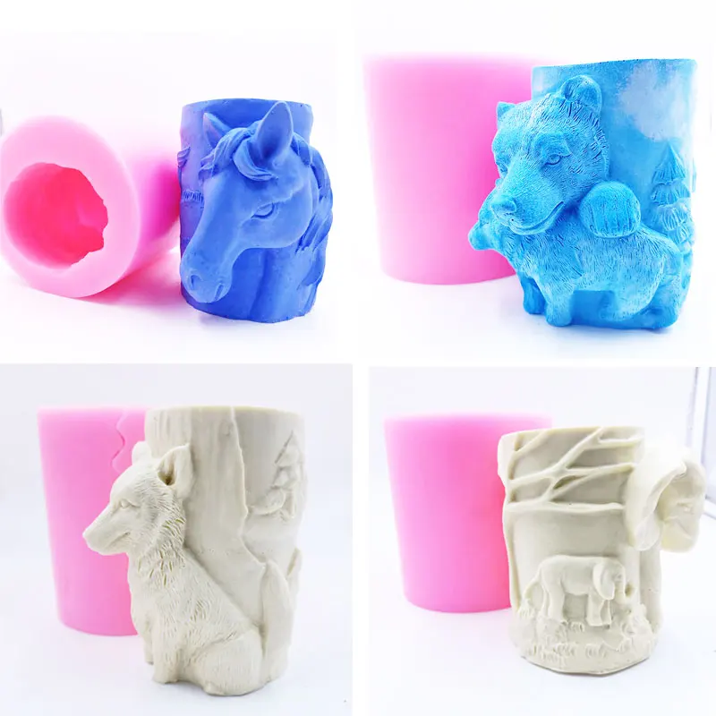 3d-свеча в форме леса и животного дизайнерские восковые свечи виде лошади головы