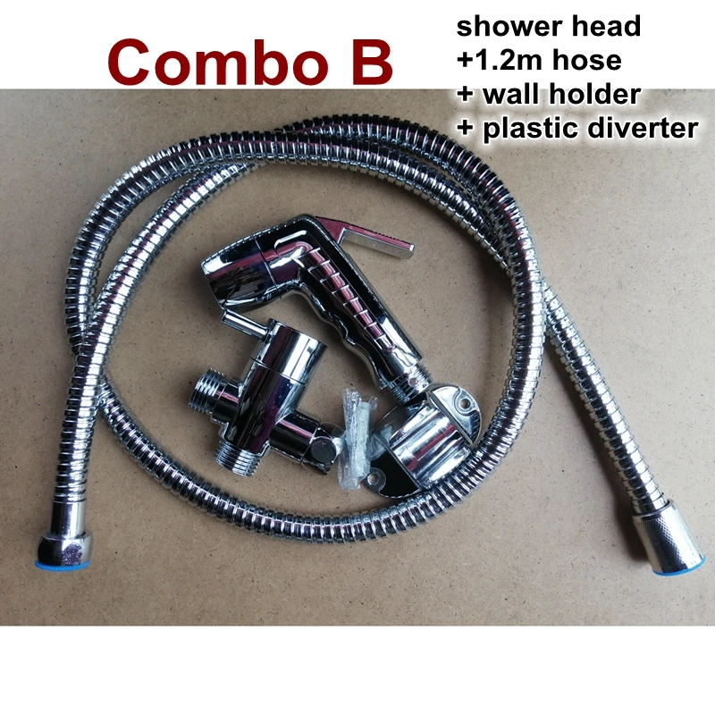 

Bathroom Handheld ABS Shattaf Sprayer Nozzle Set Toilet Bidet Shower Head Jet Gun +1.2M Hosepipe+Wall Holder+Plastic Diverter