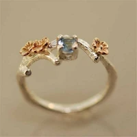 fashion creative lady rose gold color flower ring round crystal plum blossom ring
