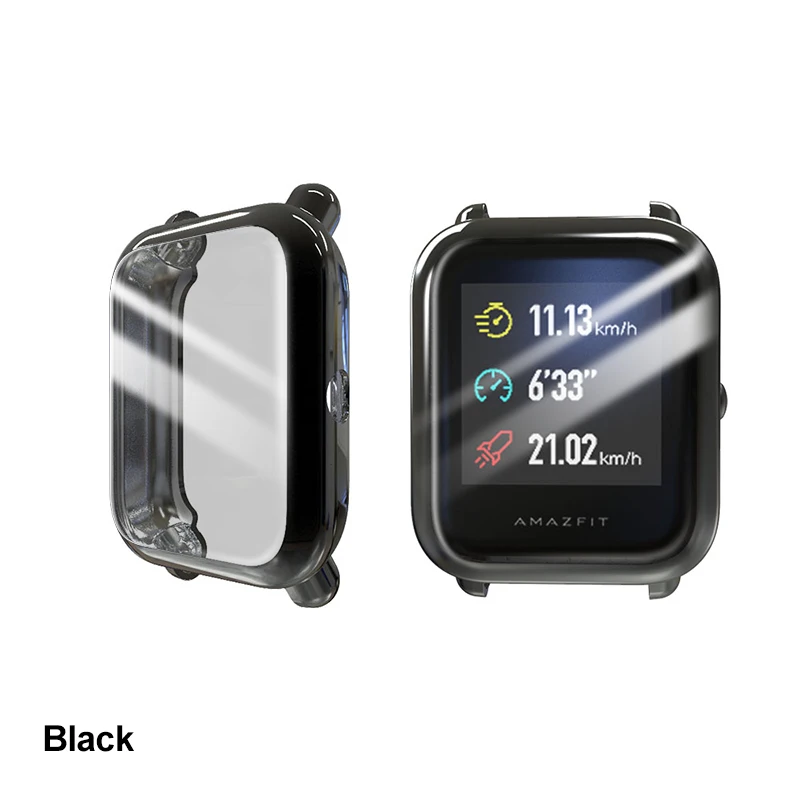Black BAPICK полное покрытие Мягкий ТПУ бампер для Xiaomi Amazfit Bip чехол смарт-часы Защита экрана для Amazfit Bip Lite чехол Аксессуары - Цвет: Black
