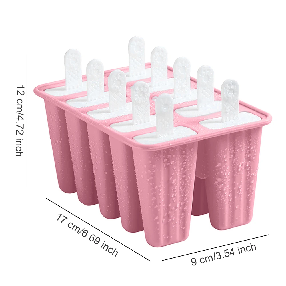 

Ice Lolly Moulds 10-Hole DIY Silicone Ice Cream Mold with Funnel and Cleaning Brush for Kids Making Ice Lolly 3PCS Reusable
